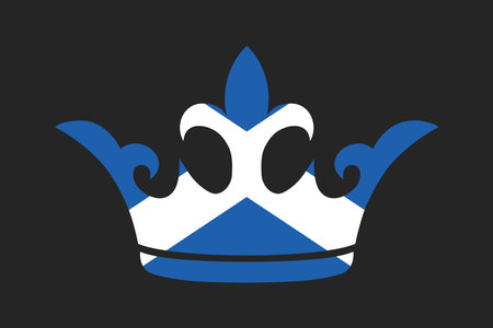 Scotland crown shape with flag, Flag of Scotland national country symbol illustration Vector, Rectangle Scotland flag illustration, Flat vector illustrationのイラスト素材