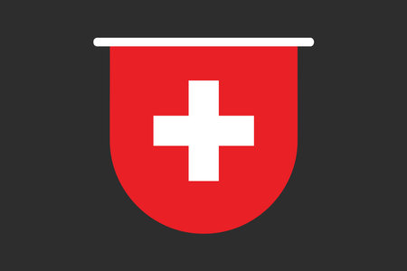 Switzerland flag, The flag of Switzerland, Flag of Switzerland national country symbol illustration Vector, Rectangle Switzerland flag illustration, Flat vector illustrationのイラスト素材