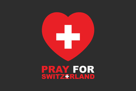 Pray for Switzerland Word with heart shape, Switzerland flag vector graphic, Switzerland country flag is a symbol of freedom, National Switzerland flag, vector illustrationのイラスト素材