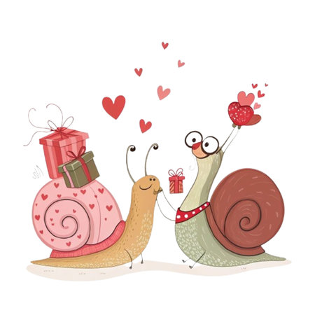Snails Couple valentineâs dayのイラスト素材