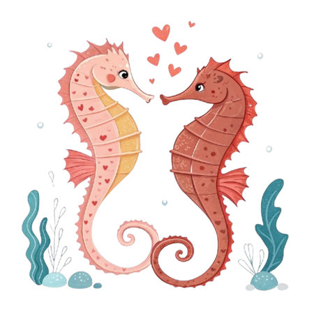 Seahorses Couple valentineâs dayのイラスト素材