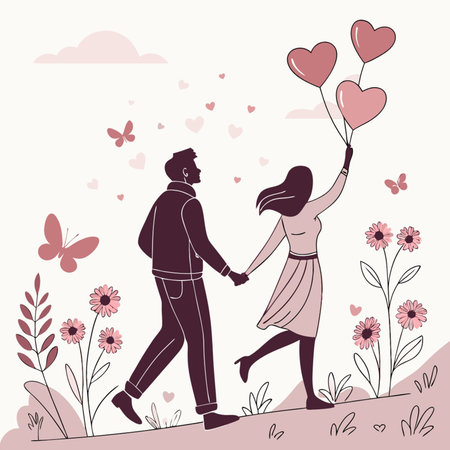 Couple valentineâs dayのイラスト素材