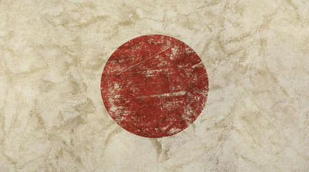 Old grunge vintage dirty faded shabby distressed Japan, Nippon or Nihon koku flag backgroundの写真素材