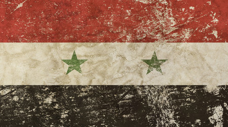 Old grunge vintage dirty faded shabby distressed Syria or Syrian Arab Republic flag background