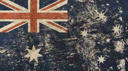 Old grunge vintage dirty faded shabby distressed Commonwealth of Australia national flag backgroundの写真素材