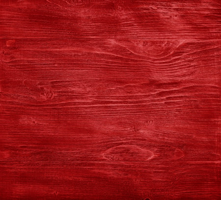 Close up background texture of red vintage weathered painted wooden planks, rustic style wall panel