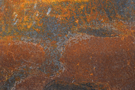 Close up grunge brown abstract uneven background texture of vintage weathered corroded rusty metal...