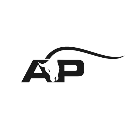 letter A and P with bull symbol vector.のイラスト素材