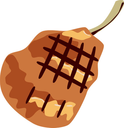 Illustration of a grilled barbecue steak on a white background. Colorful vector image of hot summer food for holiday, relax, ready to use, eps. For your design. For decoration, stickers, postcards, for the realization of your ideasのイラスト素材