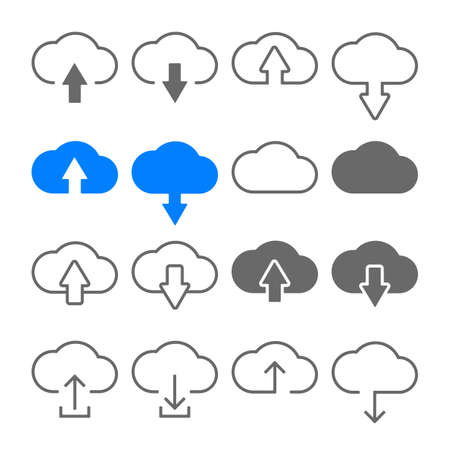 download upload cloud icons setのイラスト素材