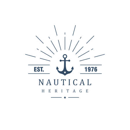 vintage label with an anchor. isolated on white background. vector illustrationのイラスト素材