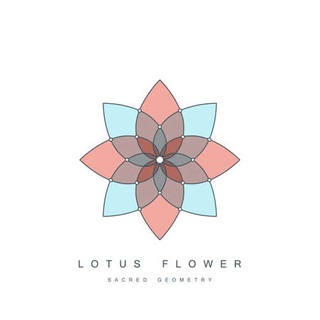 flower of life. sacred geometry. lotus flower. mandala ornament. esoteric or spiritual symbol. isolated on white background. vector illustrationのイラスト素材
