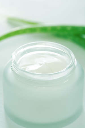 Cream with Aloe Vera in cyan toneの写真素材