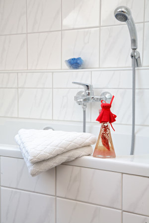 Bathroom in family house in white