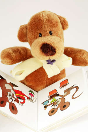Teddy bear reading picture bookの写真素材