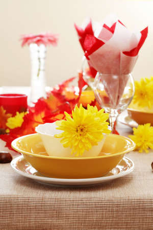 Autumn table setting の写真素材