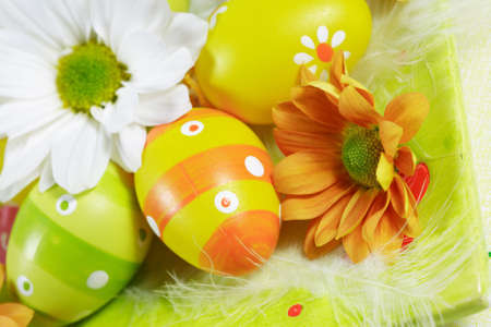 Easter detail with Easter eggs or spring motiveの写真素材