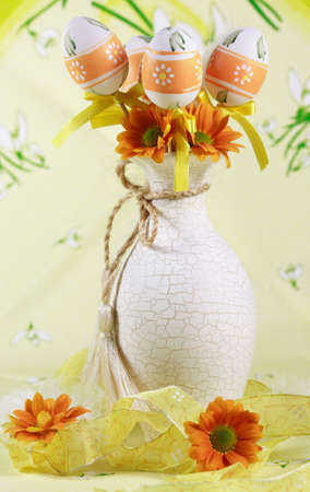 Easter detail with Easter eggs or spring motiveの写真素材