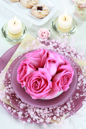 Festive table settingの写真素材