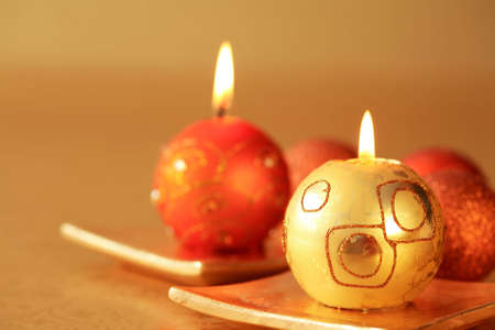 Christmas candles with copy spaceの写真素材