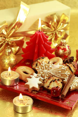 Still life with delicious Christmas cookiesの写真素材