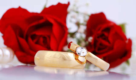 Wedding still life with ringsの写真素材