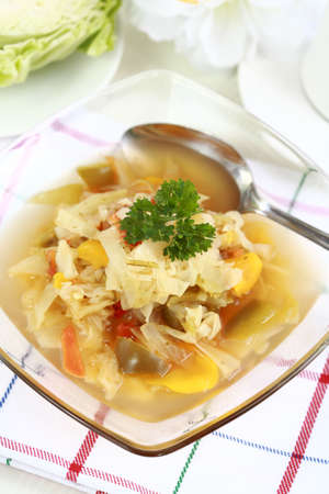Cabbage soup with vegetableの写真素材