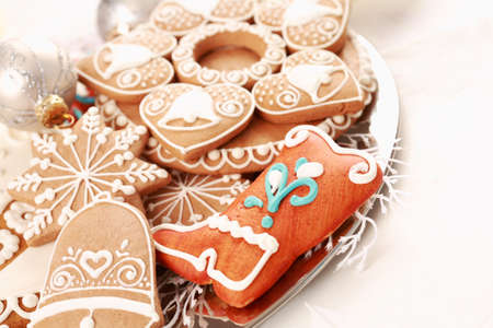 Detail of delicious Christmas gingerbreadの写真素材
