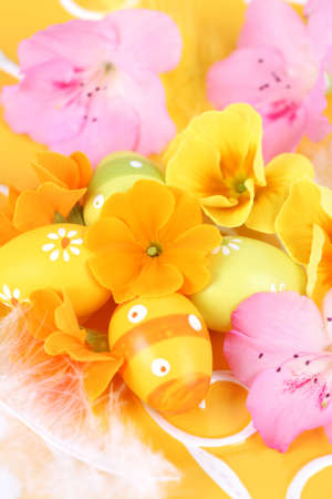 Easter detail with Easter eggs or spring motiveの写真素材