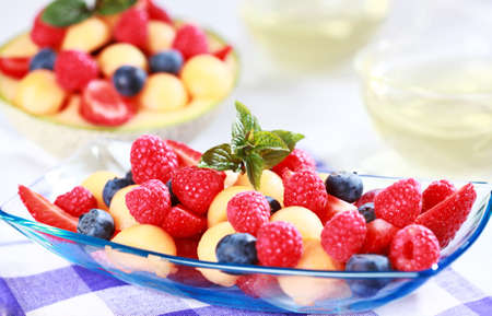 Delicious fresh fruits served in bowl as dessertの写真素材