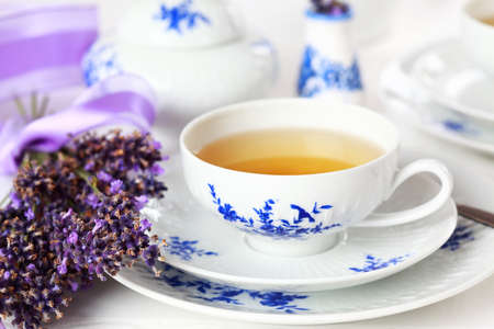 Healthy and delicious lavender teaの写真素材