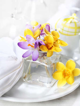 Easter detail with Easter eggs or spring motiveの写真素材