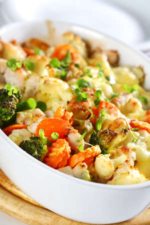 Baked mixed vegetable with chicken breast and oreganoの写真素材