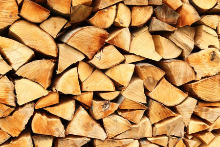 Pile of chopped fire wood prepared for winterの写真素材