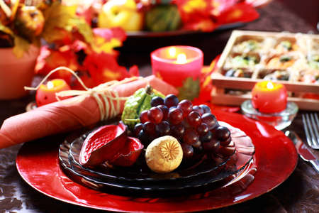 Luxury place setting for Thanksgivingの写真素材