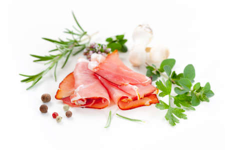 Traditional prosciutto with herbs and spicyの写真素材