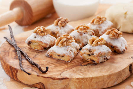 Baking Christmas cookies with ingredientsの写真素材