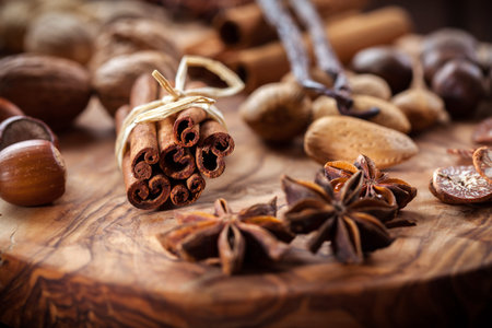 Christmas spices, nuts and baking ingredients