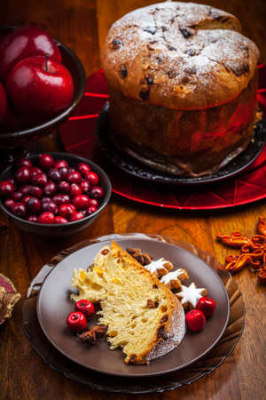 Panettone - traditional Italian Christmas cakeの写真素材