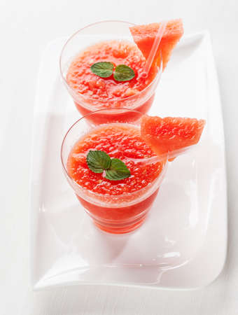 Healthy watermelon smoothie with mintの写真素材