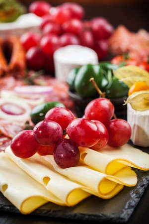 Antipasto and catering platter with different appetizersの写真素材