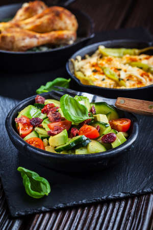 Avocado salad and other appetizersの写真素材