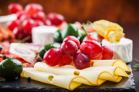 Antipasto and catering platter with different appetizersの写真素材