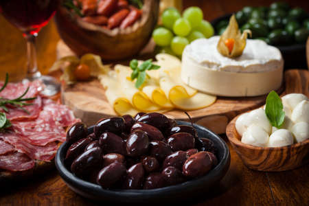 Variation of antipasti and appetizers の写真素材