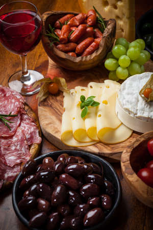 Variation of antipasti and appetizers の写真素材