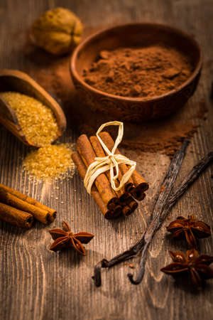 Baking ingredients and spices for Christmas cookiesの写真素材