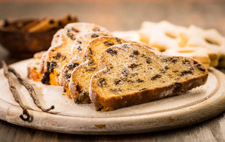 Variation of Christmas stollen with cookiesの写真素材