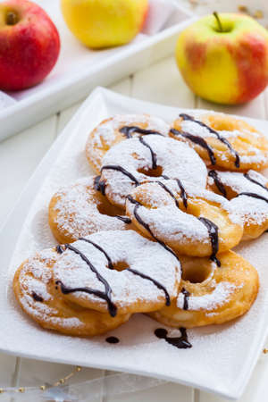 Delicious homemade apple pancake rings for Christmasの写真素材