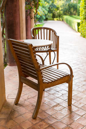 Cozy sitting area in mediterranean gardenの写真素材