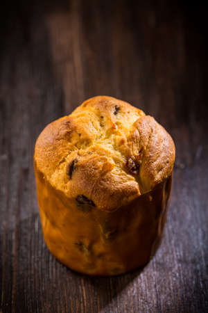 Traditional Panettone - sweet bread loaf for Christmasの写真素材